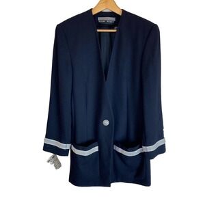 NWT Linda Allard for Ellen Tracy Wool Blazer Jacket Silver Accents Women's Sz 8